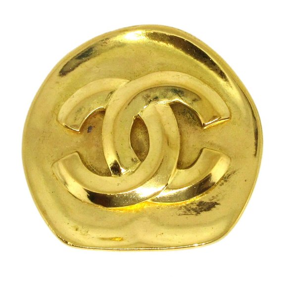 AUTHENTICITY GUARANTEED CHANEL CC Logos Brooch Pin Corsage Gold-Tone Accessories - Picture 1 of 4